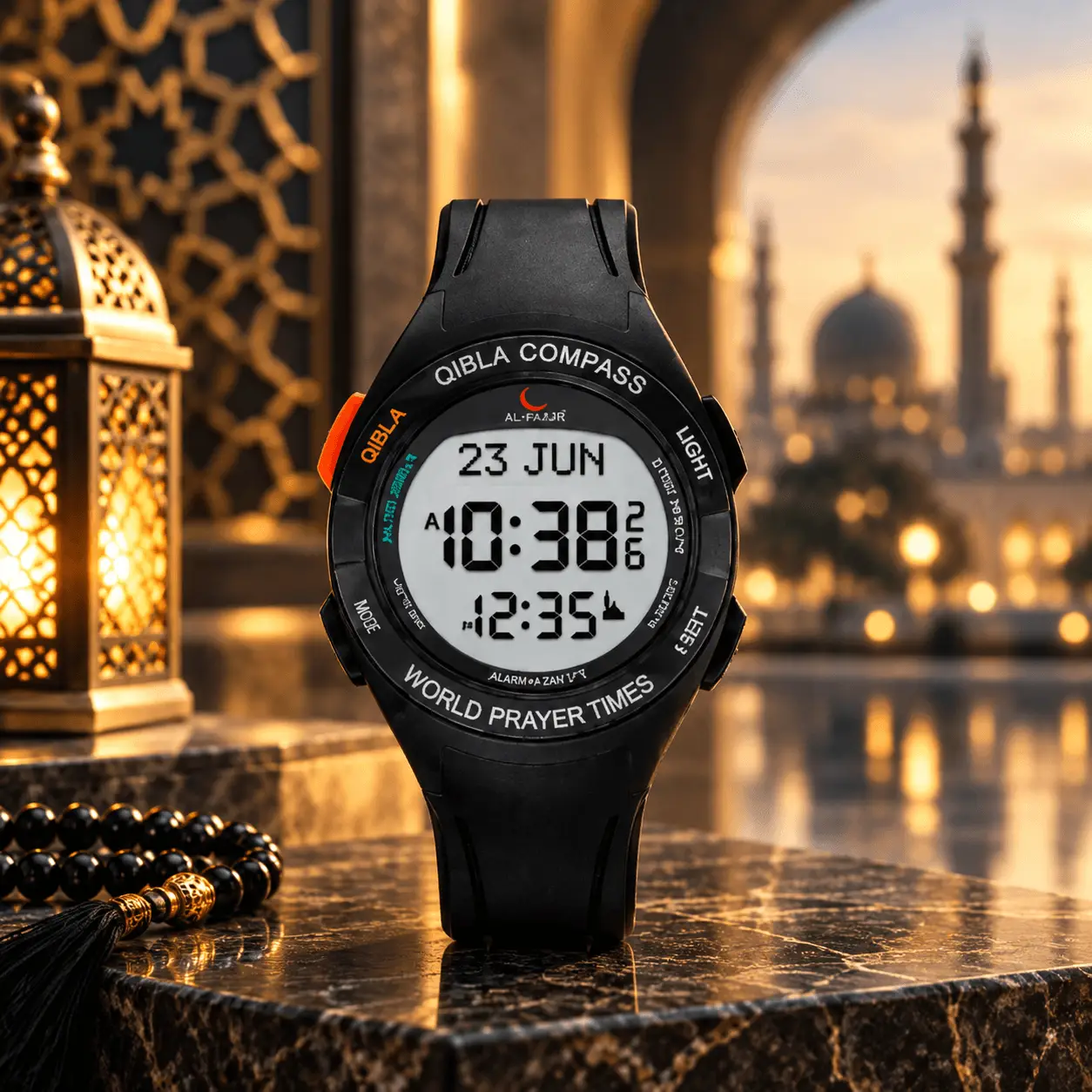 AL-SAHAR Qibla Watch Black-White Colour